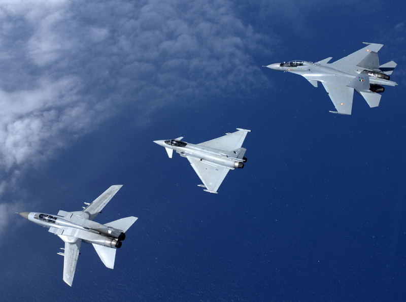 Eurofighter (Centre) with Su-30MKI and Tornado